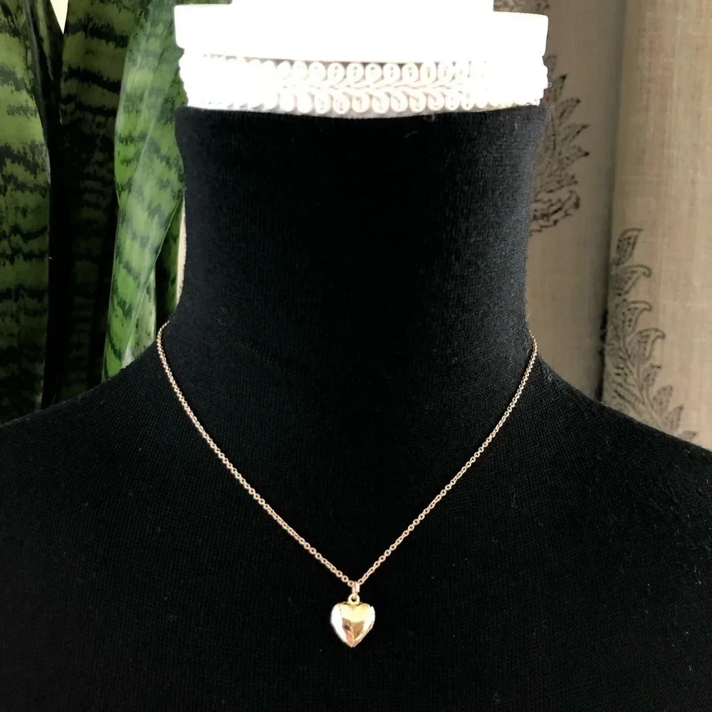 Shiny Gold‎ Tone Little Girls Heart Locket Necklace 12”-16” Delicate Wedding